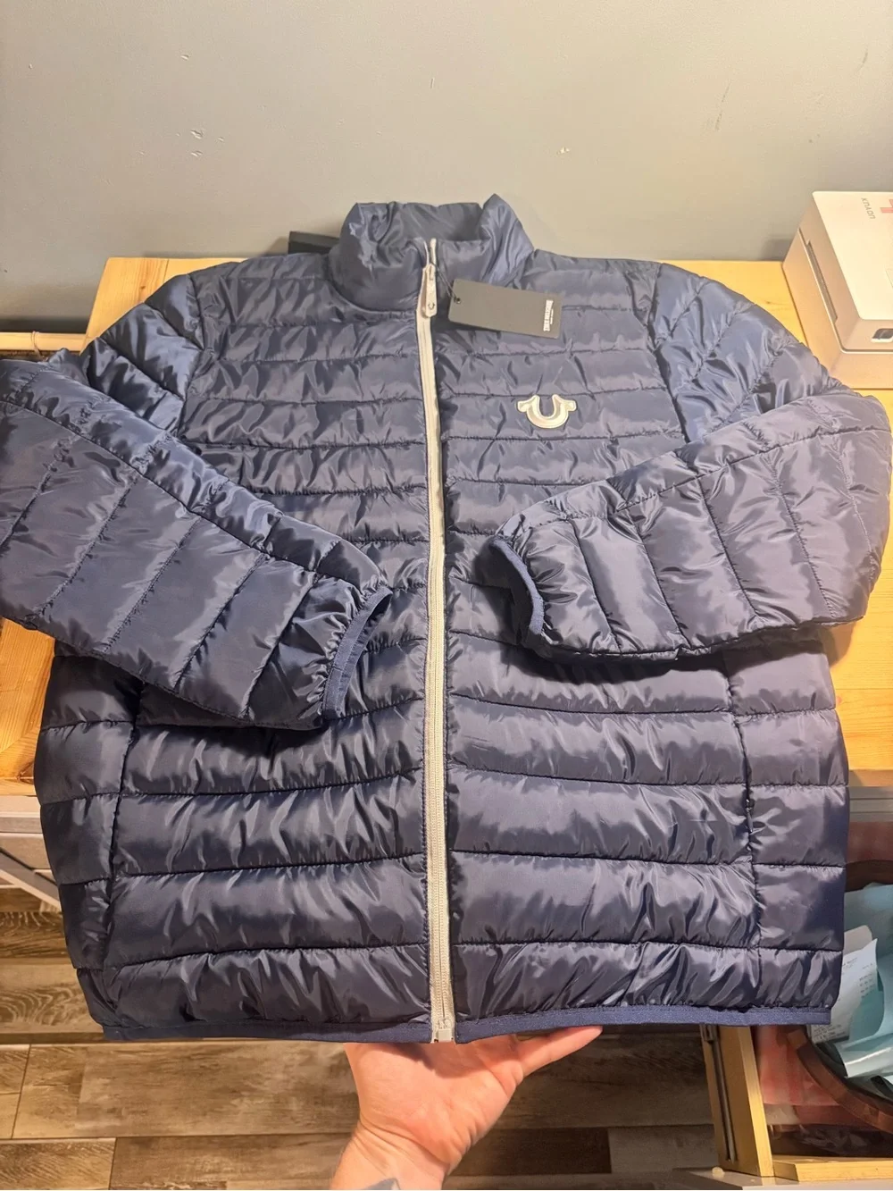 True Religion Navy Blue Quilted Puffer Jacket